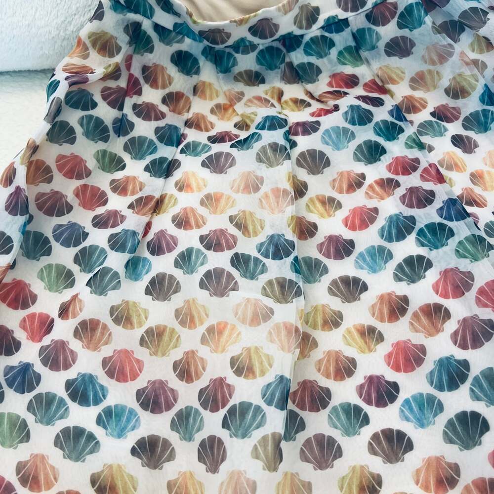 Five Plus Multicolor Shell Print A-Line Midi Skir… - image 4